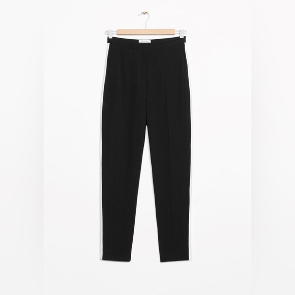& OTHER STORIES Grosgrain Side Panel Trousers In Black - Picture 2 of 7